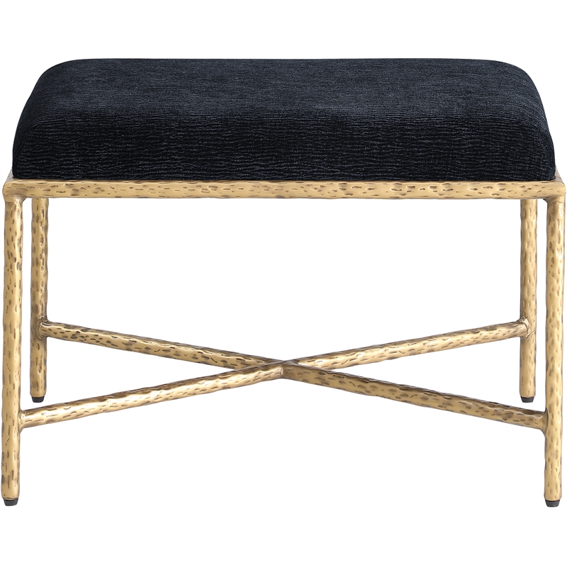 Meridian Furniture Valley Black Chenille Fabric Bench