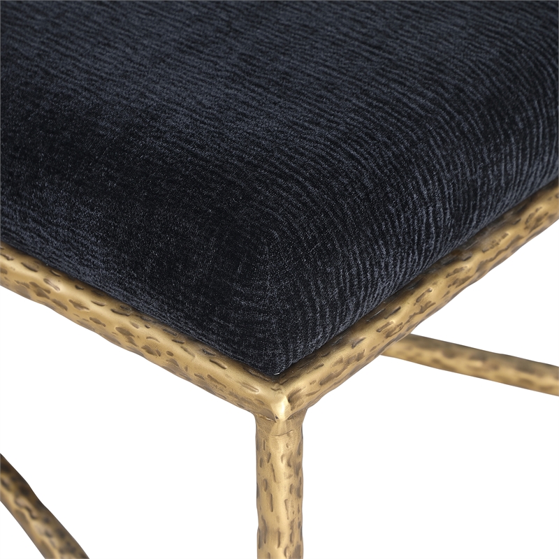 Meridian Furniture Valley Black Chenille Fabric Bench