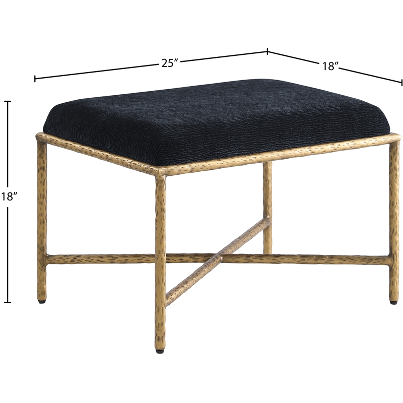 Meridian Furniture Valley Black Chenille Fabric Bench