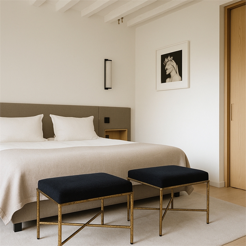 Meridian Furniture Valley Black Chenille Fabric Bench