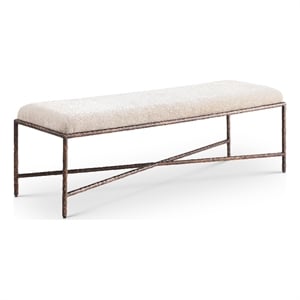 Meridian Furniture Valley Beige Chenille Fabric Bench