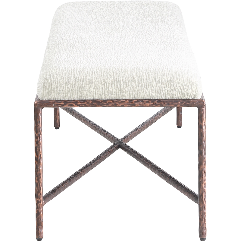 Meridian Furniture Valley Cream Chenille Fabric Bench