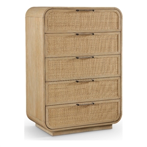 Meridian Furniture Windsor Natural Solid Wood And Natural Cane Chest
