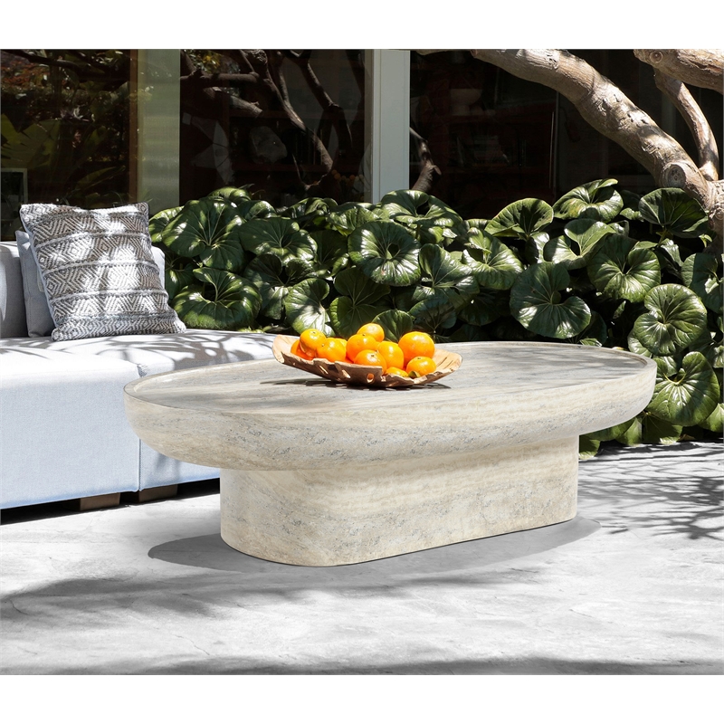 Meridian Furniture Tivoli Travertine Finish Concrete Indoor/Outdoor Coffee Table