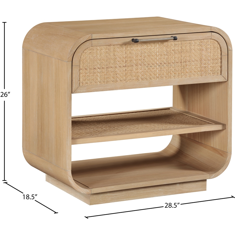 Meridian Furniture Windsor Solid Wood And Natural Cane Night Stand