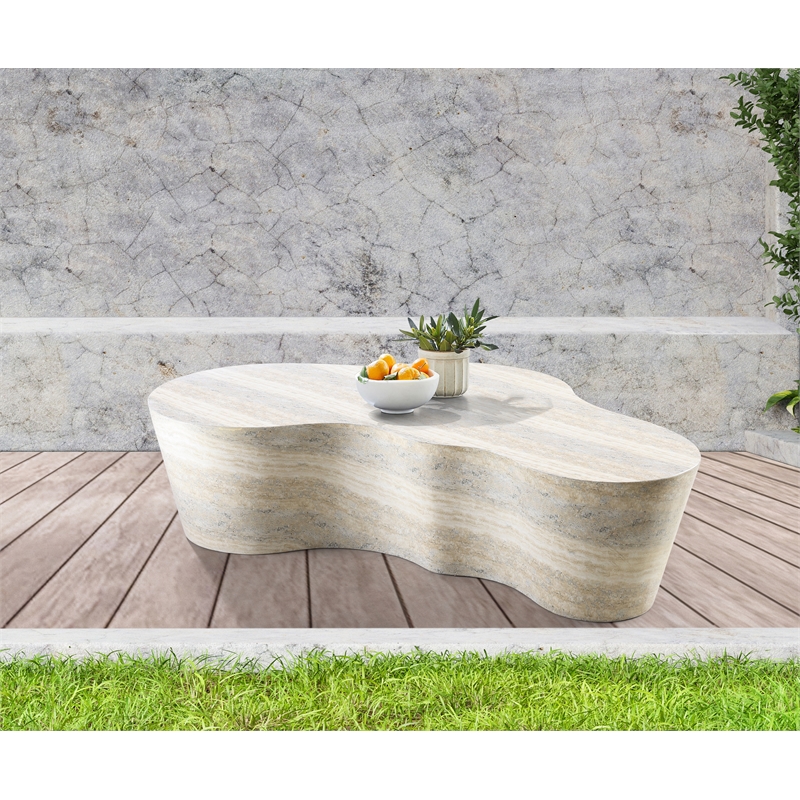 Meridian Furniture Monza Indoor/Outdoor Concrete Travertine Finish Coffee Table