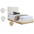 Meridian Furniture Emmet Cream Chenille Fabric Twin Bed