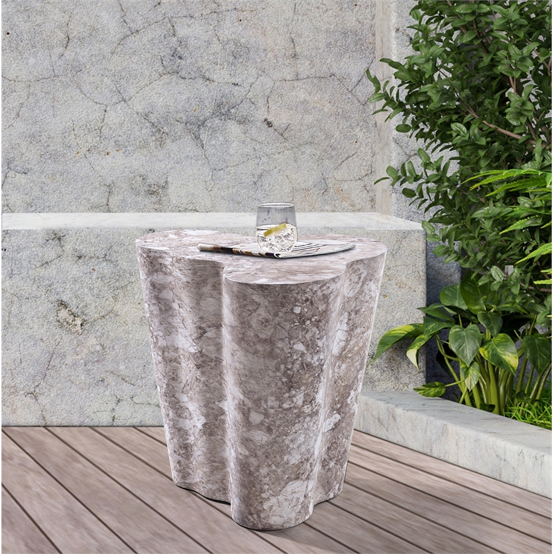 Meridian Furniture Monza Brown Indoor/Outdoor Concrete Marble Finish End Table