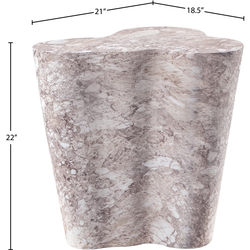 Meridian Furniture Monza Brown Indoor/Outdoor Concrete Marble Finish End Table