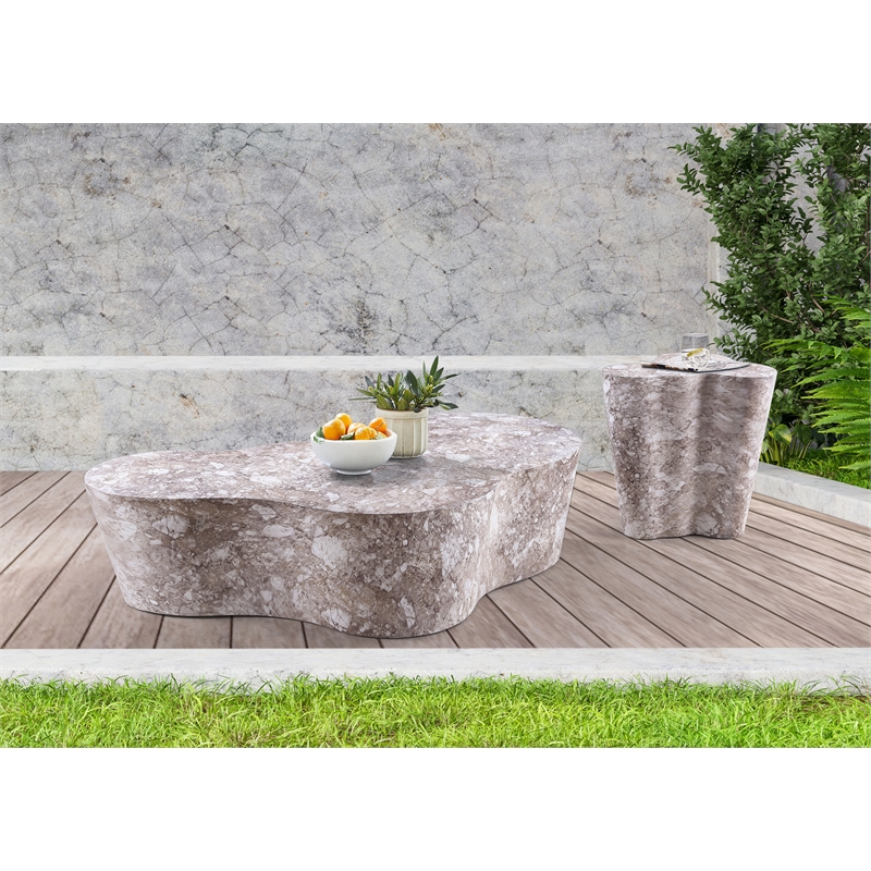 Meridian Furniture Monza Brown Indoor/Outdoor Concrete Marble Finish End Table
