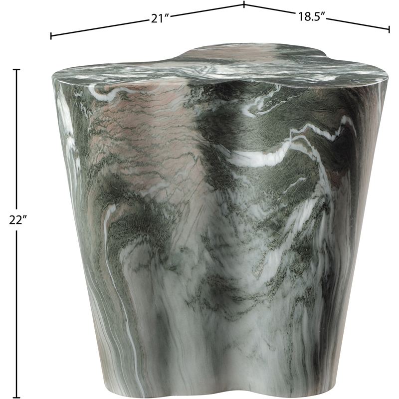 Meridian Furniture Monza Green Indoor/Outdoor Concrete Marble Finish End Table