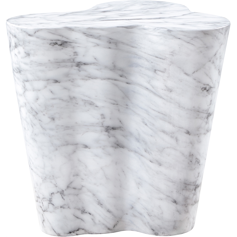 Meridian Furniture Monza White Indoor/Outdoor Concrete Marble Finish End Table