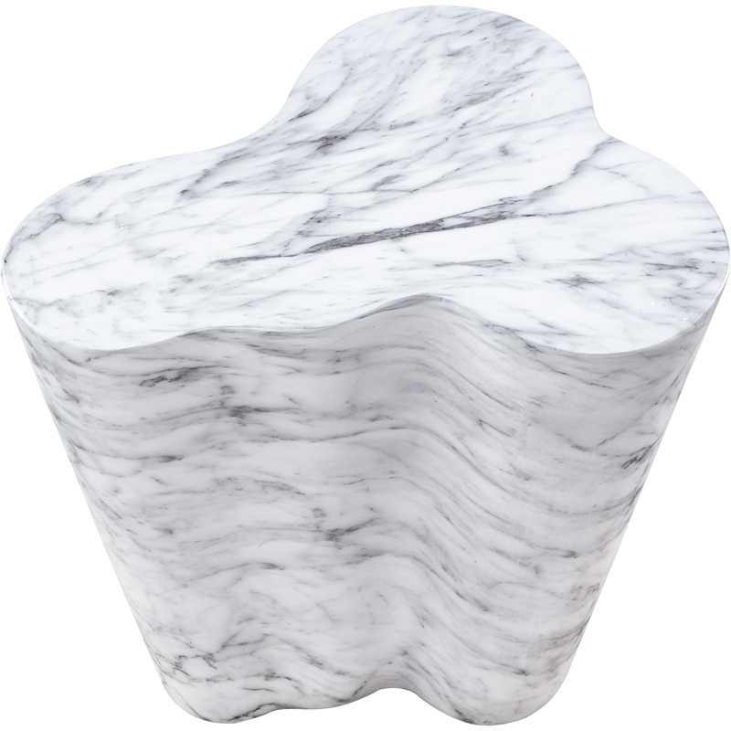 Meridian Furniture Monza White Indoor/Outdoor Concrete Marble Finish End Table