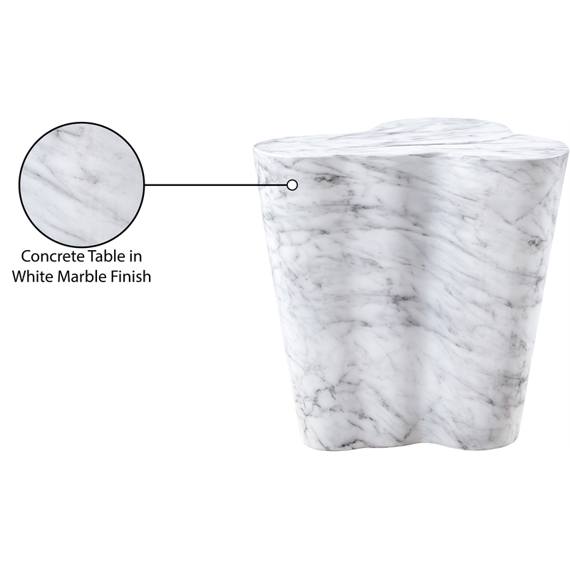 Meridian Furniture Monza White Indoor/Outdoor Concrete Marble Finish End Table