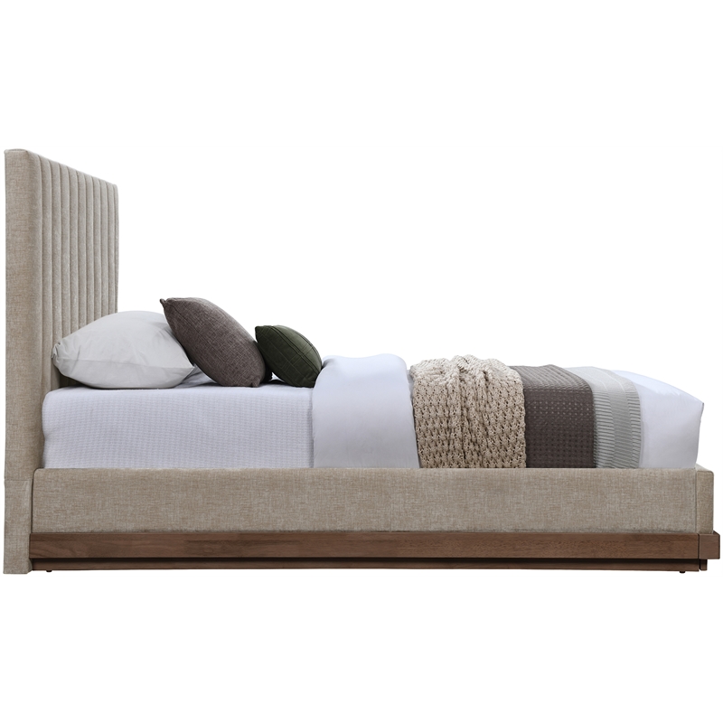 Meridian Furniture Emmet Beige Chenille Fabric Twin Bed