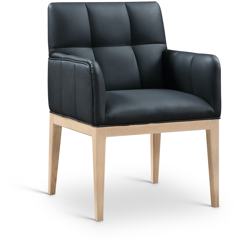 Meridian Furniture Adrian Black Vegan Leather Dining Arm Chair (Set of 2)
