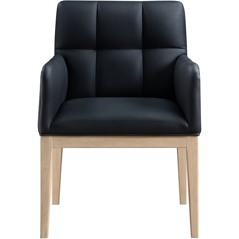 Meridian Furniture Adrian Black Vegan Leather Dining Arm Chair (Set of 2)