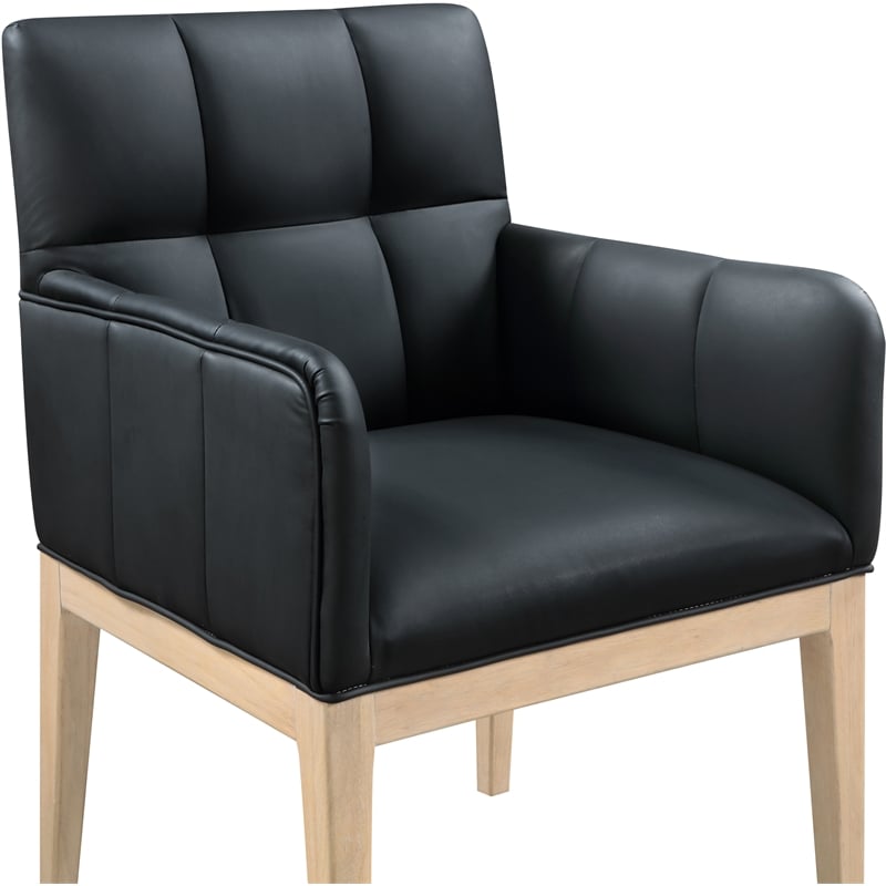 Meridian Furniture Adrian Black Vegan Leather Dining Arm Chair (Set of 2)
