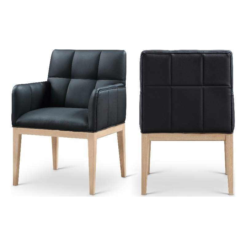 Meridian Furniture Adrian Black Vegan Leather Dining Arm Chair (Set of 2)