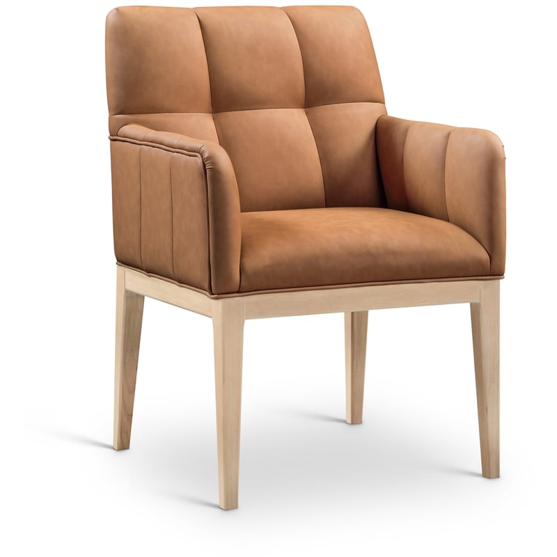 Meridian Furniture Adrian Cognac Vegan Leather Dining Arm Chair (Set of 2)