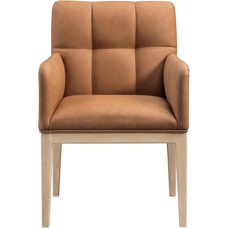 Meridian Furniture Adrian Cognac Vegan Leather Dining Arm Chair (Set of 2)