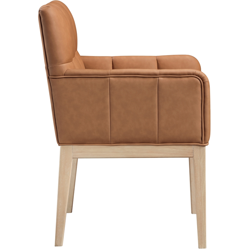 Meridian Furniture Adrian Cognac Vegan Leather Dining Arm Chair (Set of 2)