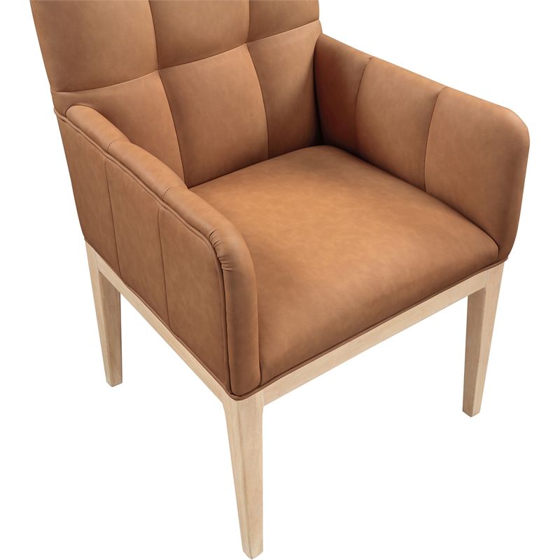 Meridian Furniture Adrian Cognac Vegan Leather Dining Arm Chair (Set of 2)