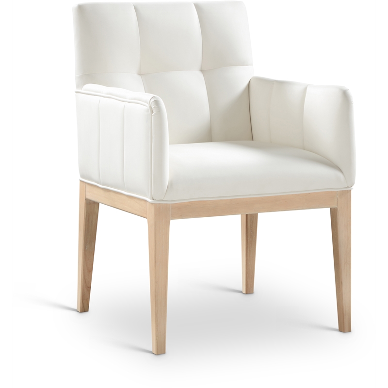 Meridian Furniture Adrian Cream Vegan Leather Dining Arm Chair (Set of 2)