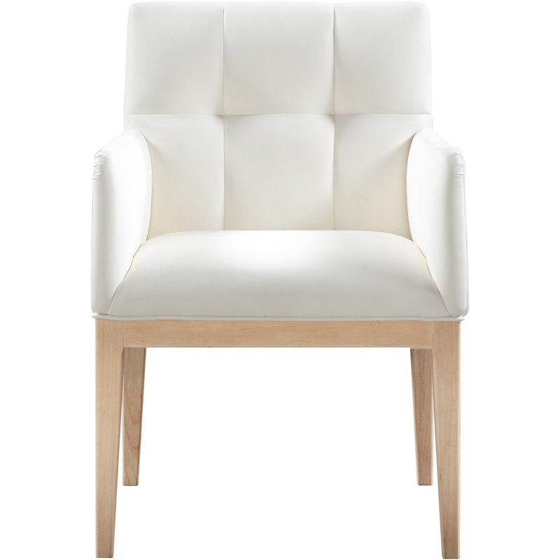 Meridian Furniture Adrian Cream Vegan Leather Dining Arm Chair (Set of 2)