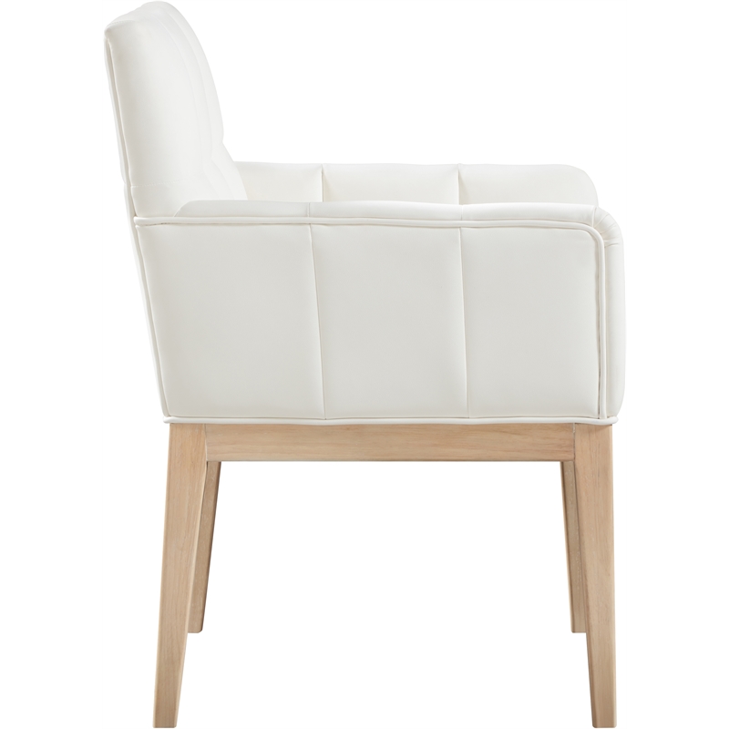Meridian Furniture Adrian Cream Vegan Leather Dining Arm Chair (Set of 2)