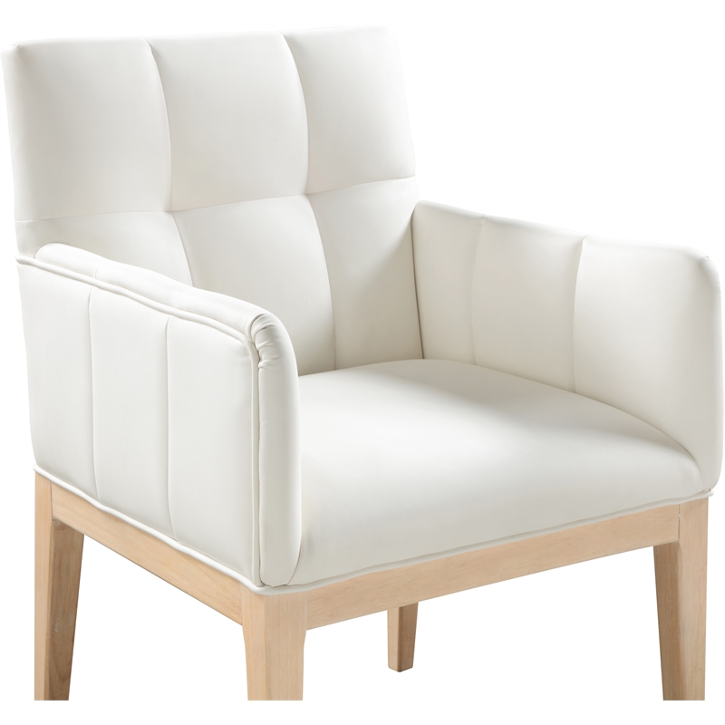 Meridian Furniture Adrian Cream Vegan Leather Dining Arm Chair (Set of 2)