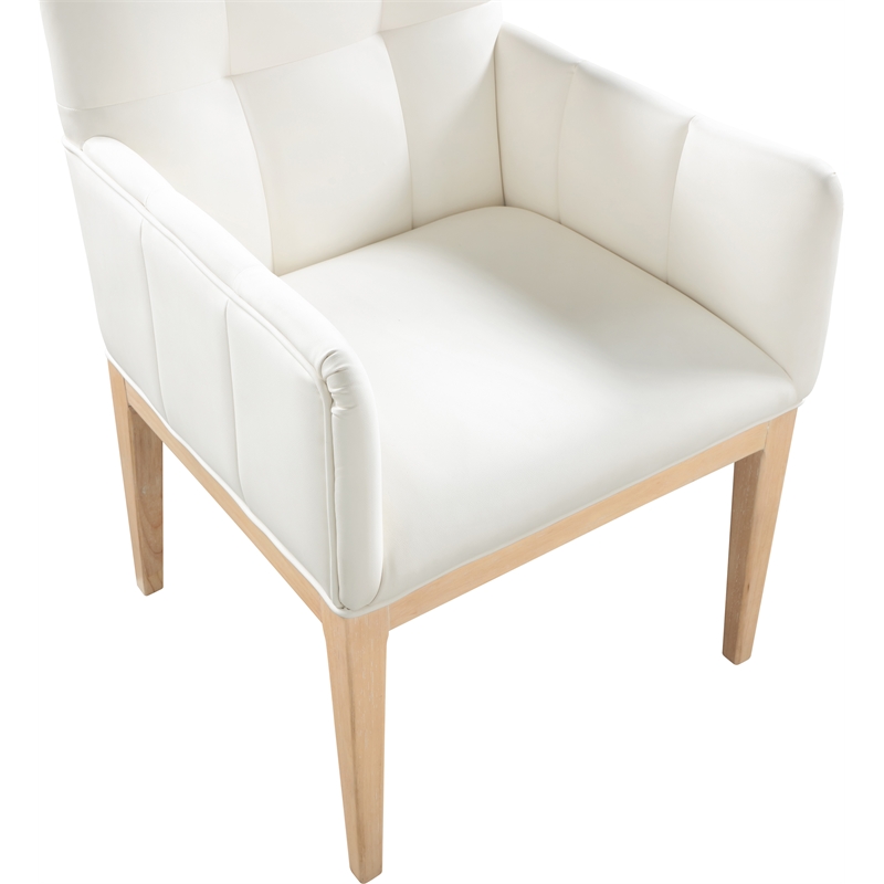 Meridian Furniture Adrian Cream Vegan Leather Dining Arm Chair (Set of 2)