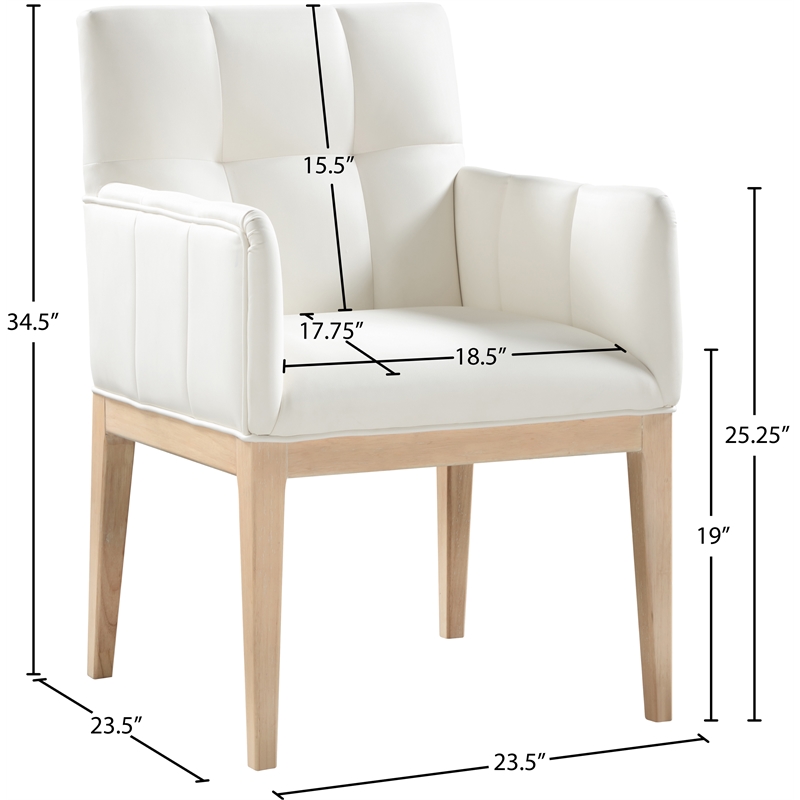 Meridian Furniture Adrian Cream Vegan Leather Dining Arm Chair (Set of 2)