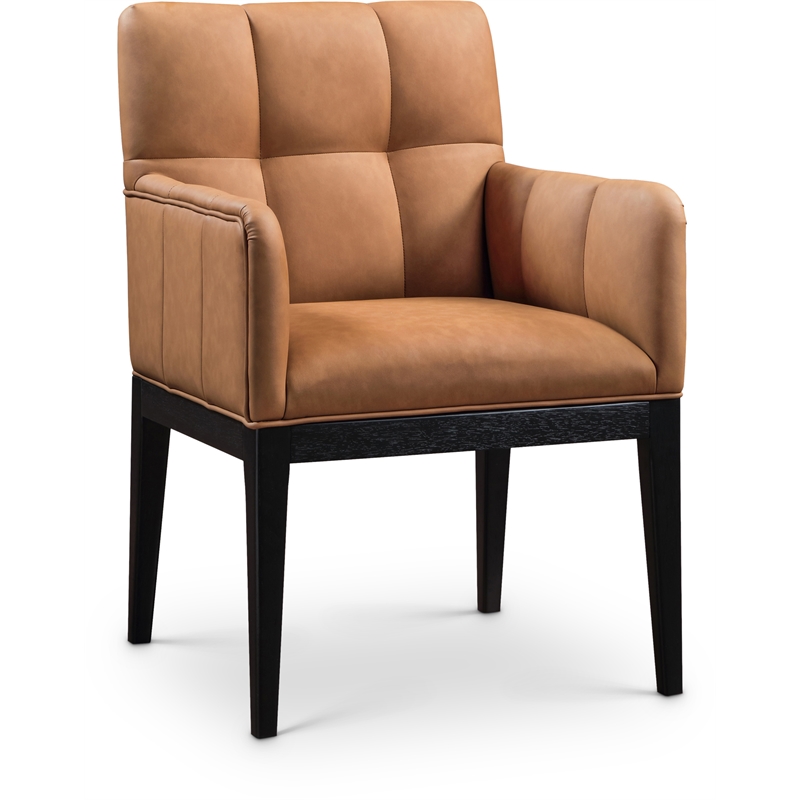 Meridian Furniture Adrian Cognac Vegan Leather Dining Arm Chair (Set of 2)