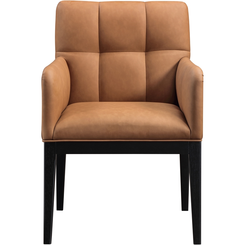 Meridian Furniture Adrian Cognac Vegan Leather Dining Arm Chair (Set of 2)