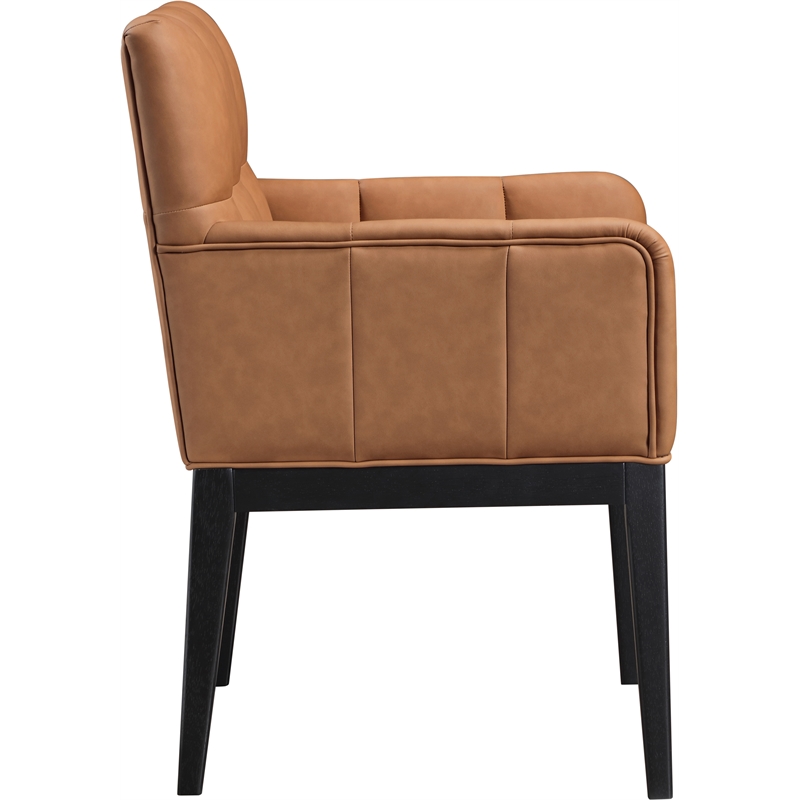 Meridian Furniture Adrian Cognac Vegan Leather Dining Arm Chair (Set of 2)