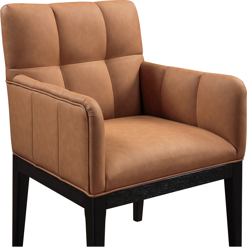 Meridian Furniture Adrian Cognac Vegan Leather Dining Arm Chair (Set of 2)