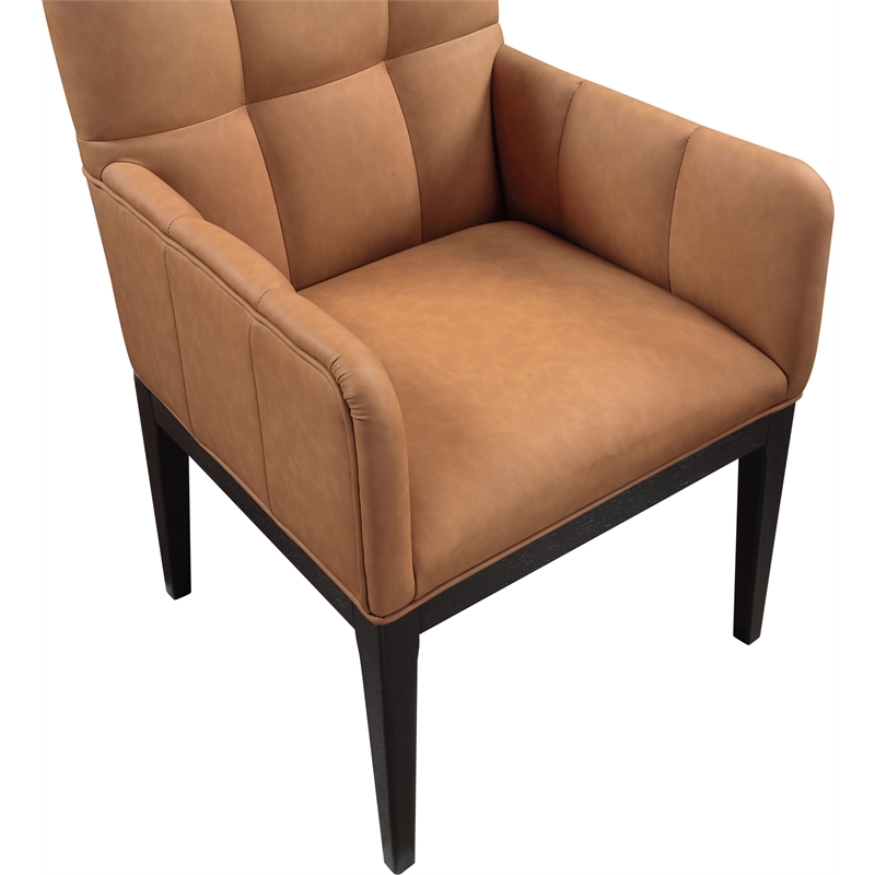 Meridian Furniture Adrian Cognac Vegan Leather Dining Arm Chair (Set of 2)