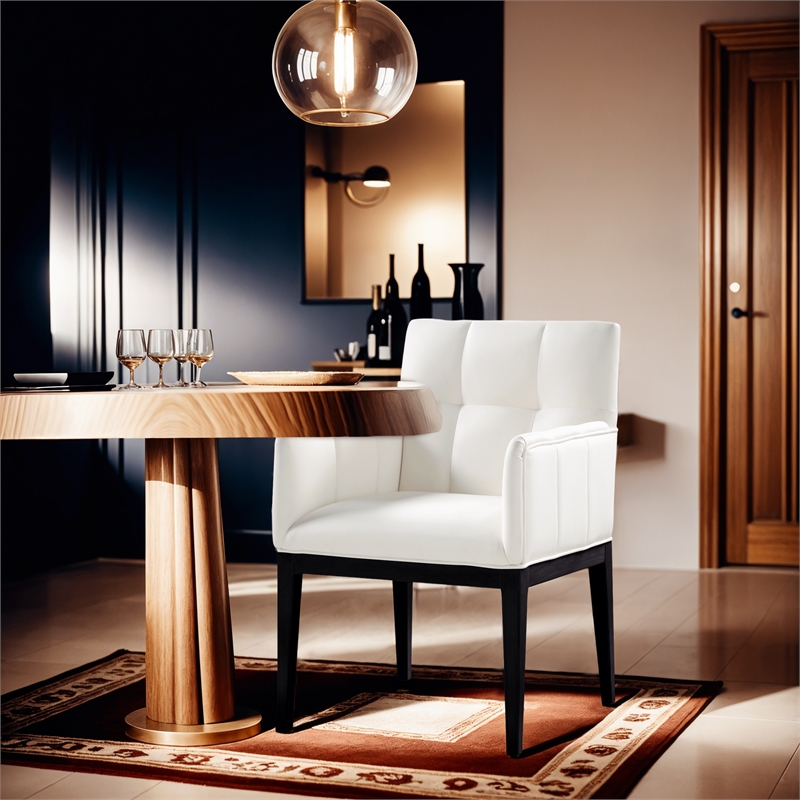 Meridian Furniture Adrian Cream Vegan Leather Dining Arm Chair (Set of 2)