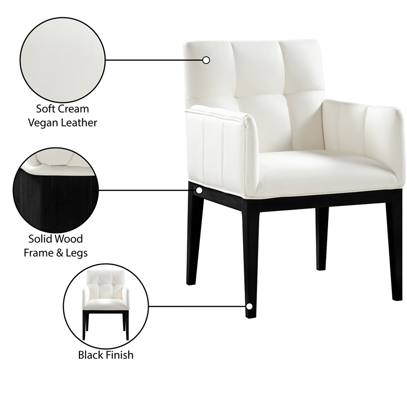 Meridian Furniture Adrian Cream Vegan Leather Dining Arm Chair (Set of 2)