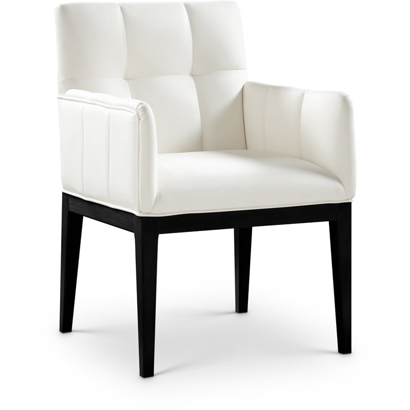 Meridian Furniture Adrian Cream Vegan Leather Dining Arm Chair (Set of 2)