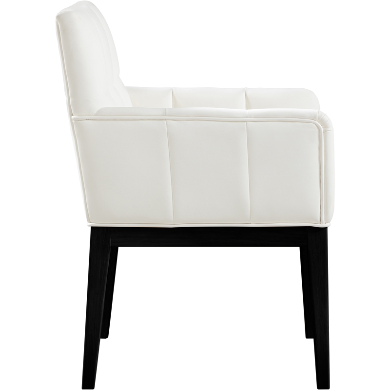 Meridian Furniture Adrian Cream Vegan Leather Dining Arm Chair (Set of 2)