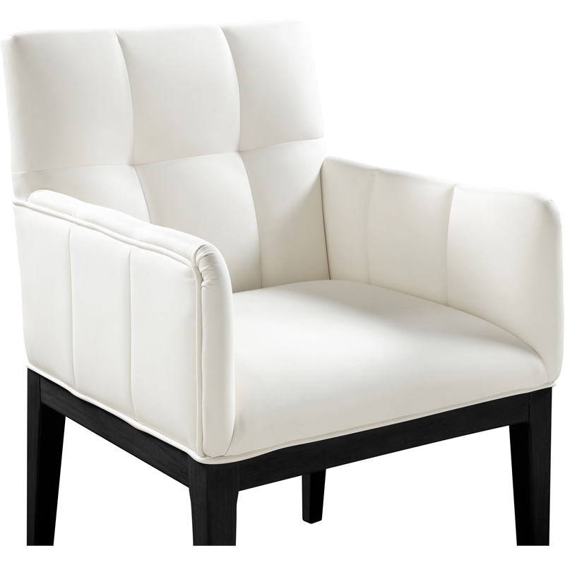 Meridian Furniture Adrian Cream Vegan Leather Dining Arm Chair (Set of 2)