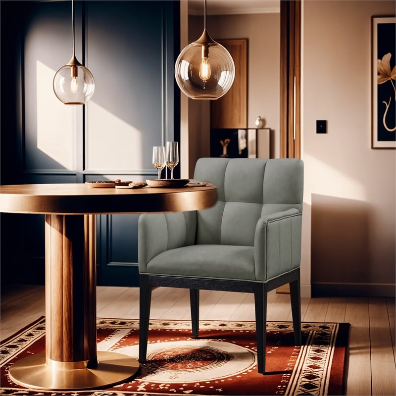 Meridian Furniture Adrian Green Vegan Leather Dining Arm Chair (Set of 2)