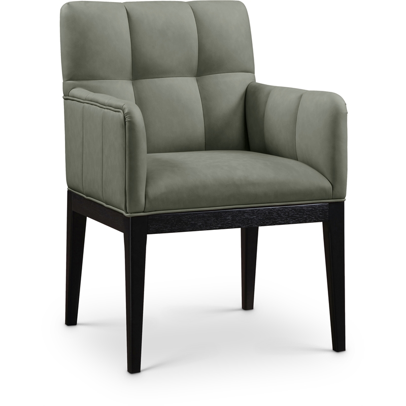 Meridian Furniture Adrian Green Vegan Leather Dining Arm Chair (Set of 2)