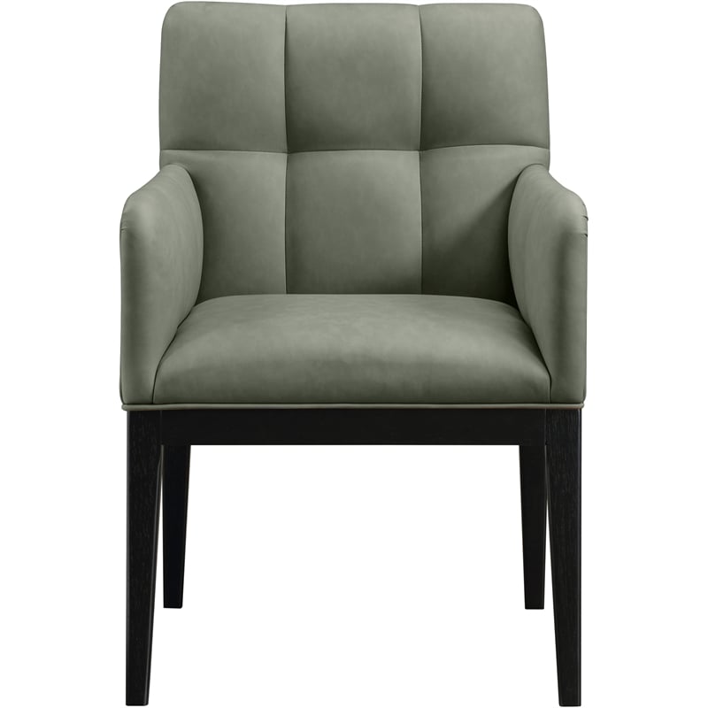 Meridian Furniture Adrian Green Vegan Leather Dining Arm Chair (Set of 2)