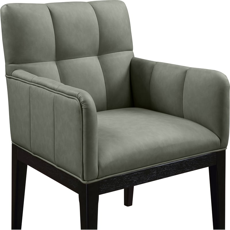 Meridian Furniture Adrian Green Vegan Leather Dining Arm Chair (Set of 2)