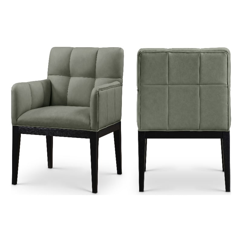 Meridian Furniture Adrian Green Vegan Leather Dining Arm Chair (Set of 2)