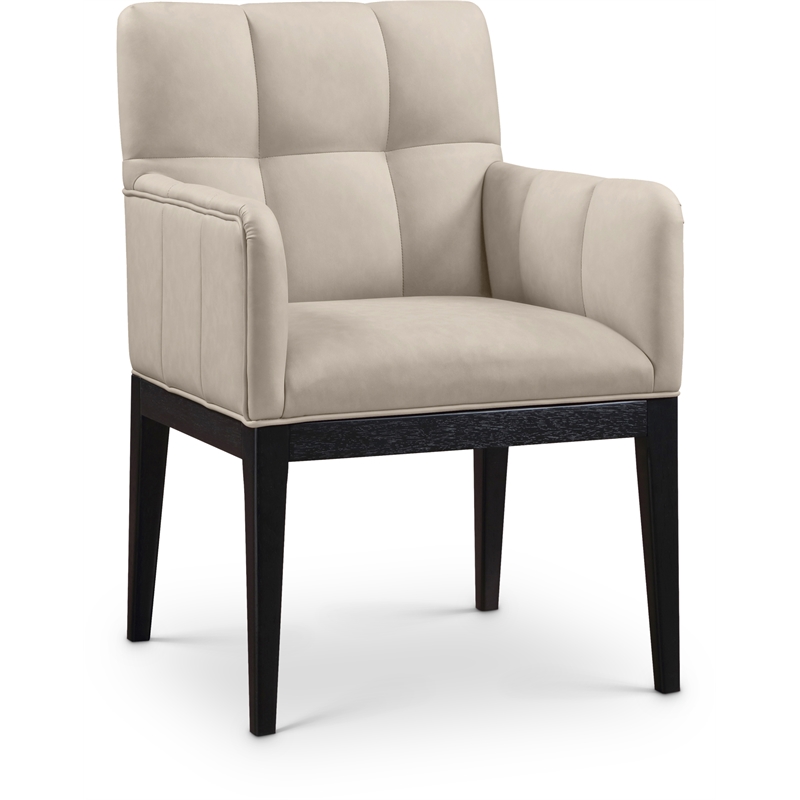 Meridian Furniture Adrian Taupe Vegan Leather Dining Arm Chair (Set of 2)