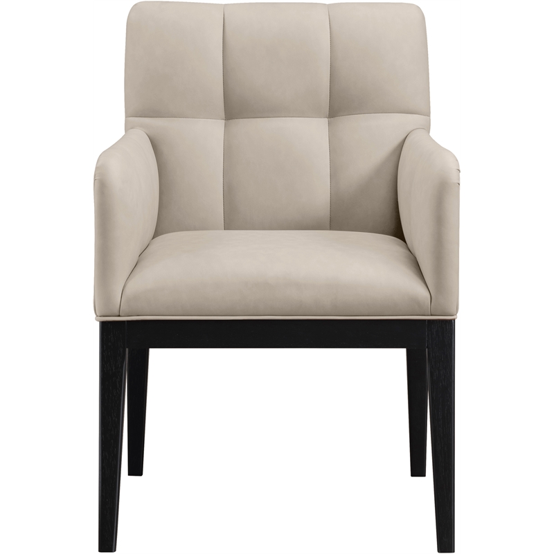 Meridian Furniture Adrian Taupe Vegan Leather Dining Arm Chair (Set of 2)